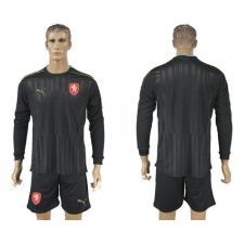 Czech Blank Black Long Sleeves Goalkeeper Soccer Country Jersey