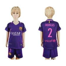 Barcelona #2 Douglas Away Kid Soccer Club Jersey