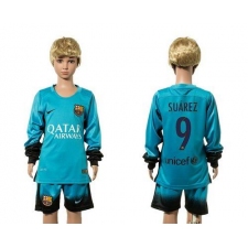 Barcelona #9 Suarez SEC Away Long Sleeves Kid Soccer Club Jersey