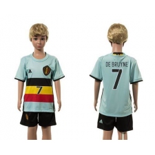 Belgium #7 De Bruyne Away Kid Soccer Country Jersey