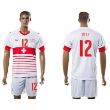 Switzerland #12 Hitz Away Soccer Country Jersey