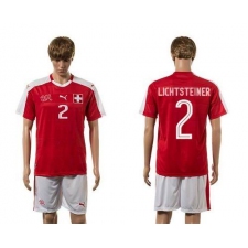 Switzerland #2 Lichtsteiner Red Home Soccer Country Jersey