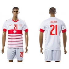 Switzerland #21 Burki Away Soccer Country Jersey