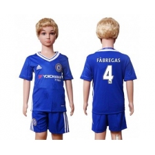 Chelsea #4 Fabregas Blue Home Kid Soccer Club Jersey