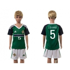 Northern Ireland #5 J.Evans Green Home Kid Soccer Country Jersey
