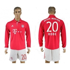 Bayern Munchen #20 Rode Home Long Sleeves Soccer Club Jersey