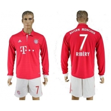 Bayern Munchen #7 Ribery Home Long Sleeves Soccer Club Jersey