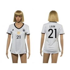Women's Germany #21 Lahm White Home Soccer Country Jersey