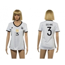 Women's Germany #3 Brehme White Home Soccer Country Jersey
