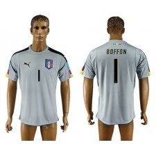 Italy #1 Boffon Grey Goalkeeper Soccer Country Jersey