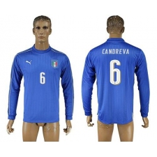 Italy #6 Candreva Blue Home Long Sleeves Soccer Country Jersey