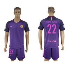 Barcelona #22 Dani Alves Away Soccer Club Jersey