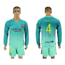 Barcelona #4 I.Rakitic Sec Away Long Sleeves Soccer Club Jersey