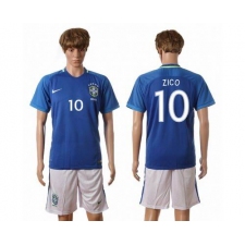 Brazil #10 Zico Away Soccer Country Jersey