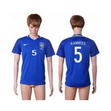 Brazil #5 Ramires Away Soccer Country Jersey