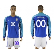 Brazil Personalized Away Long Sleeve Soccer Country Jersey