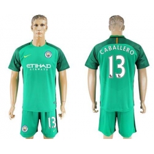 Manchester United #13 Caballero Green Goalkeeper Soccer Club Jersey