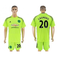Manchester United #20 S.Romero Shiny Green Goalkeeper Soccer Club Jersey