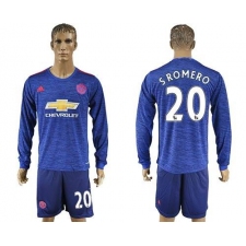 Manchester United #20 Sromero Away Long Sleeves Soccer Club Jersey