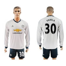 Manchester United #30 Varela Sec Away Long Sleeves Soccer Club Jersey