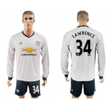 Manchester United #34 Lawrence Sec Away Long Sleeves Soccer Club Jersey