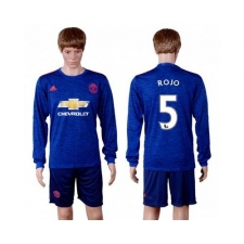 Manchester United #5 Rojo Away Long Sleeves Soccer Club Jersey