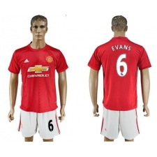 Manchester United #6 Evans Red Home Soccer Club Jersey