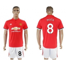 Manchester United #8 Mata Red Home Soccer Club Jersey