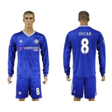 Chelsea #8 Oscar Home Long Sleeves Soccer Club Jersey