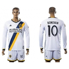 Los Angeles Galaxy #10 Donovan Home Long Sleeves Soccer Club Jersey