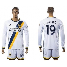 Los Angeles Galaxy #19 Juninho Home Long Sleeves Soccer Club Jersey