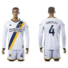 Los Angeles Galaxy #4 Gonzalez Home Long Sleeves Soccer Club Jersey