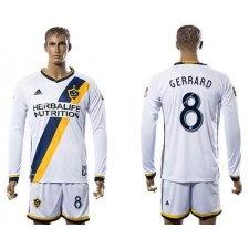 Los Angeles Galaxy #8 Gerrard Home Long Sleeves Soccer Club Jersey