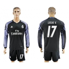 Real Madrid #17 Lucas.V Sec Away Long Sleeves Soccer Club Jersey