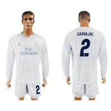 Real Madrid #2 Carvajal Marine Environmental Protection Home Long Sleeves Soccer Club Jersey