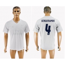 Real Madrid #4 Sergio Ramos Marine Environmental Protection Home Soccer Club Jersey