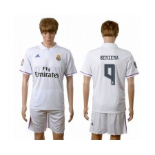 Real Madrid #9 Benzema White Home Soccer Club Jersey