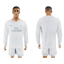 Real Madrid Blank Marine Environmental Protection Home Long Sleeves Soccer Club Jersey