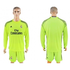 Real Madrid Blank Shiny Green Goalkeeper Long Sleeves Soccer Club Jersey