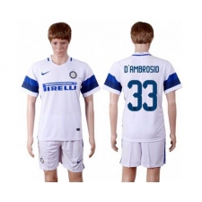 Inter Milan #33 Dambrosio White Away Soccer Club Jersey