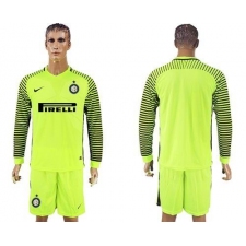 Inter Milan Blank Green Goalkeeper Long Sleeves Soccer Club Jersey