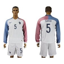 France #5 Sakho Away Long Sleeves Soccer Country Jersey