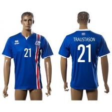 Iceland #21 Traustason Home Soccer Country Jersey