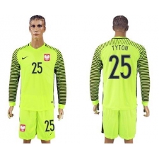 Poland #25 Tyton Green Long Sleeves Goalkeeper Soccer Country Jersey