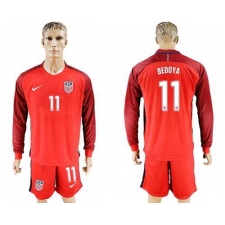 USA #11 Bedoya Away Long Sleeves Soccer Country Jersey