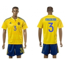 Ukraine #3 Khaceridi Home Soccer Country Jersey