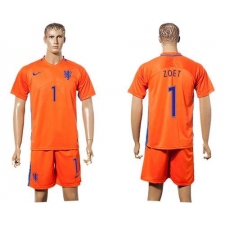 Holland #1 Zoet Home Soccer Country Jersey