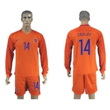 Holland #14 Cruijff Home Long Sleeves Soccer Country Jersey
