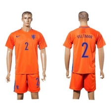 Holland #2 Veltman Home Soccer Country Jersey