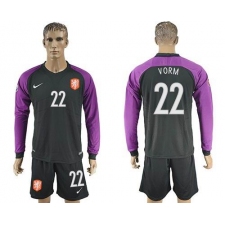 Holland #22 Vorm Black Goalkeeper Long Sleeves Soccer Country Jersey